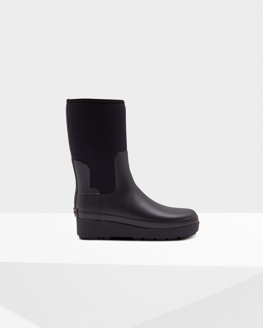 Womens Creeper Boots - Hunter Refined Slim Fit Neoprene Short (73DERQMTL) - Black